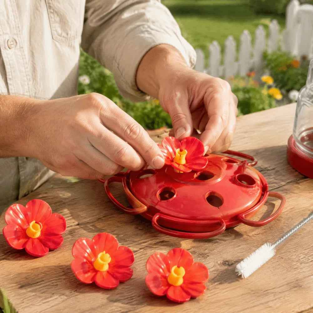 24-Pc Hummingbird Feeder Replacement Flowers 7mm Ports & Brushes