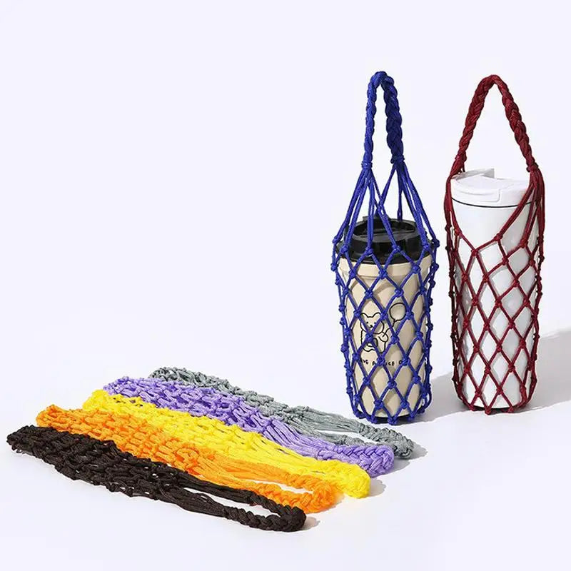 Woven Mesh Cup Holder Bag – Lightweight for Travel & Outdoors