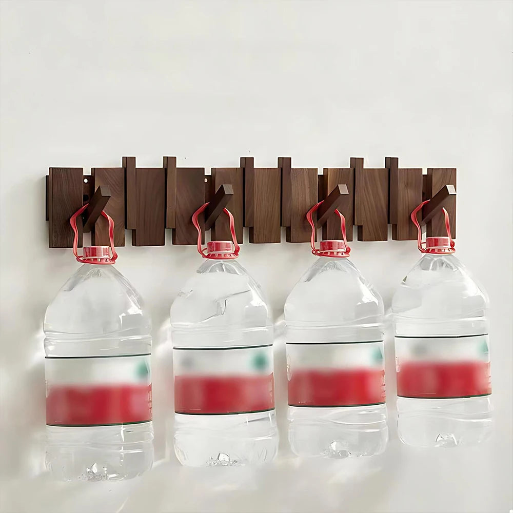 Wall Mounted Wooden Coat Rack – 4 or 6 Foldable Hooks
