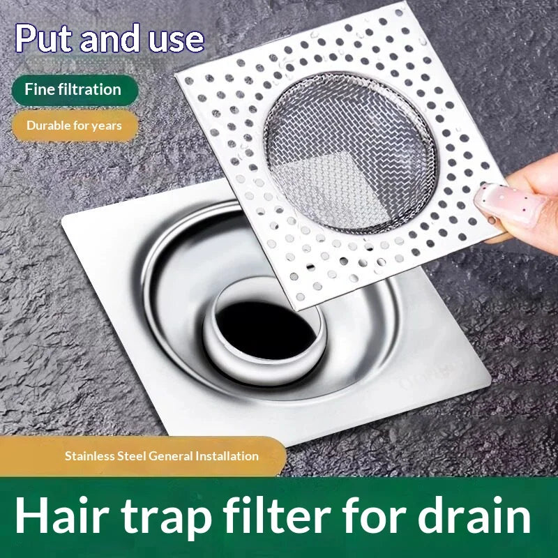 Square Stainless Steel Floor Drain Hair Catcher & Sink Strainer