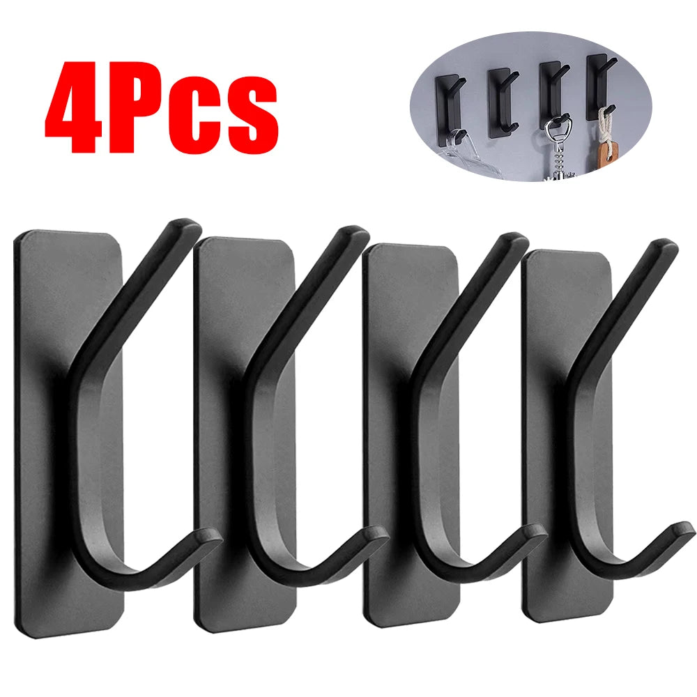 Self-Adhesive Stainless Steel Wall Hooks – No-Drill Organizer