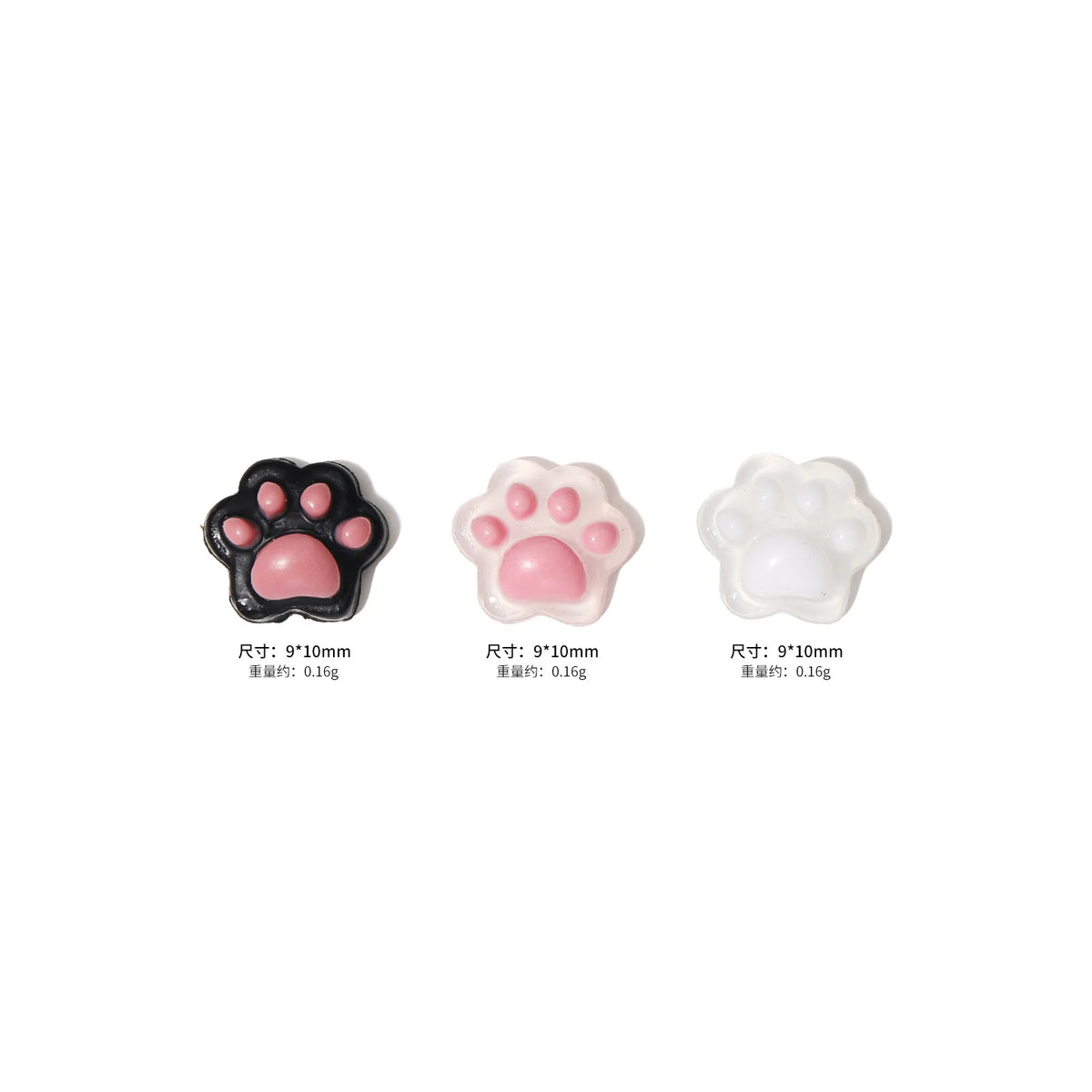 10pcs 3D Cat Paw Nail Charms Kawaii Acrylic Rhinestone Decor