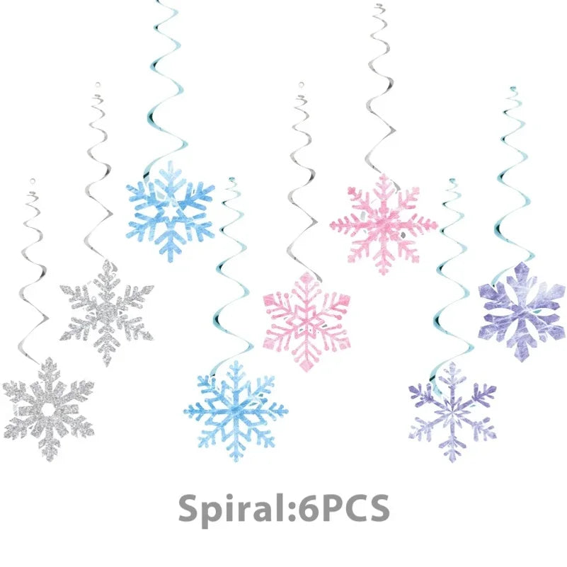Blue Snowflake Castle Party Tableware Set – Cups, Plates & More