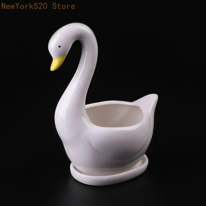 White Ceramic Flower Pot Planter – Desktop Home Decor