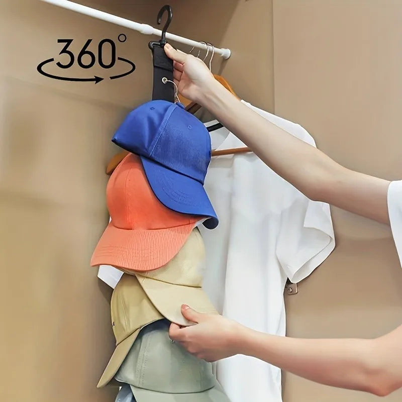 Hat Rack with 8 Clips – Holds 16 Baseball Caps | Space-Saving