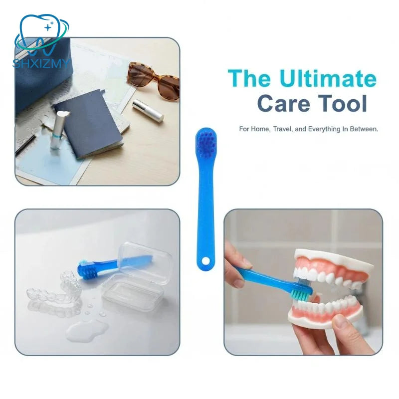 T-Shape Denture Brush Dual Head False Teeth Cleaner