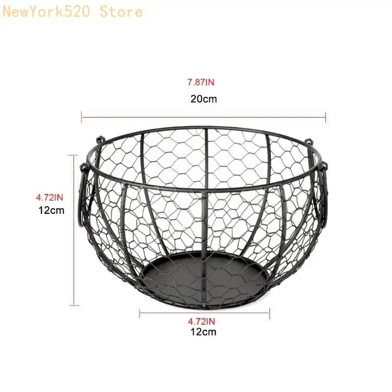 Metal Wire Egg Basket – Farm-Style Kitchen Counter Storage
