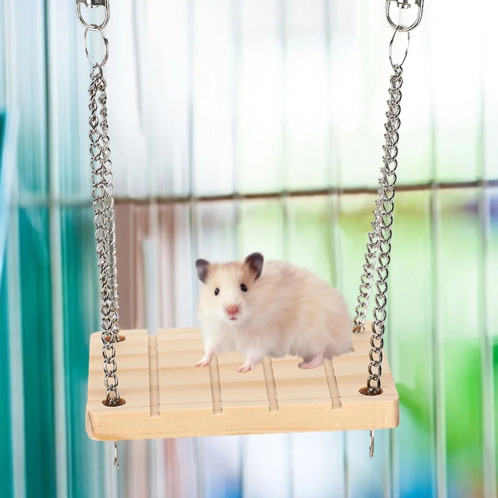 Wooden Hamster Swing Hanging Bed – Small Pet Cage Toy