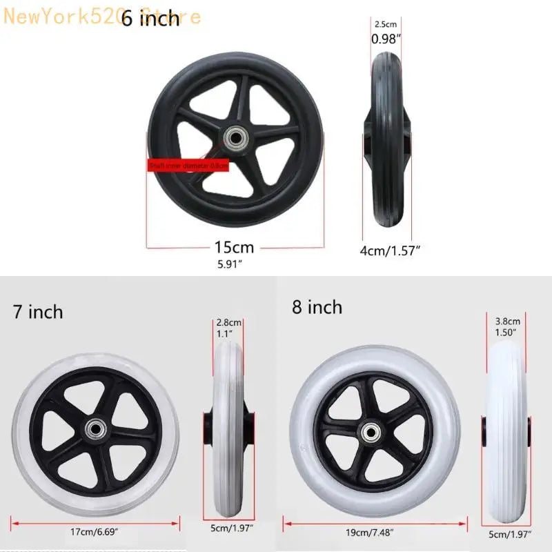 2Pcs Wheelchair Front Caster Wheel 6/7/8 Inch Universal Replacement