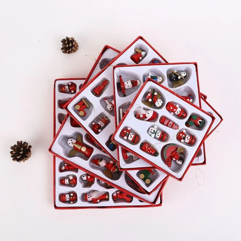 Wooden Christmas Tree Ornaments DIY Hanging Set 10–30 Pcs