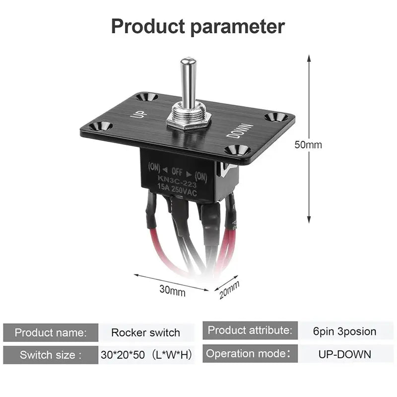 6-Pin 3-Position Momentary Rocker Toggle Switch + Waterproof Cap