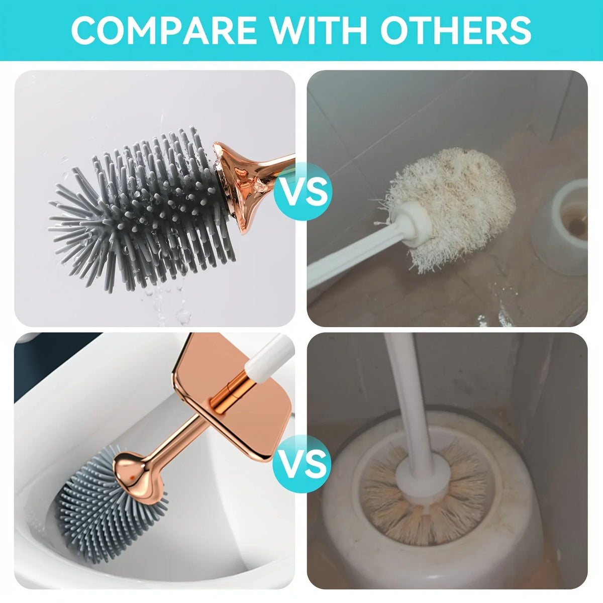 Toilet Brush Set with Holder – Soft Bristle Long Handle