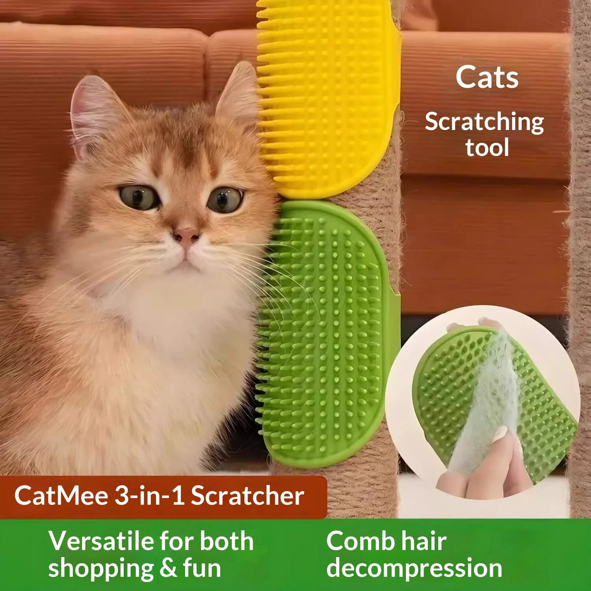 Cat Self-Grooming Wall Mount Brush – Loose Hair Remover