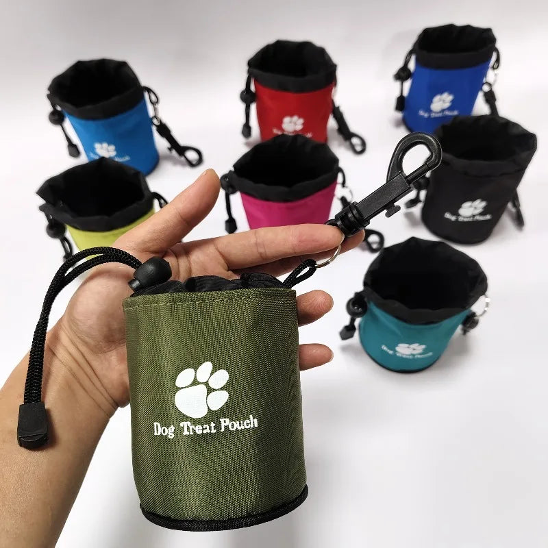 Portable Dog Treat Pouch – Drawstring & Zipper Training Bag