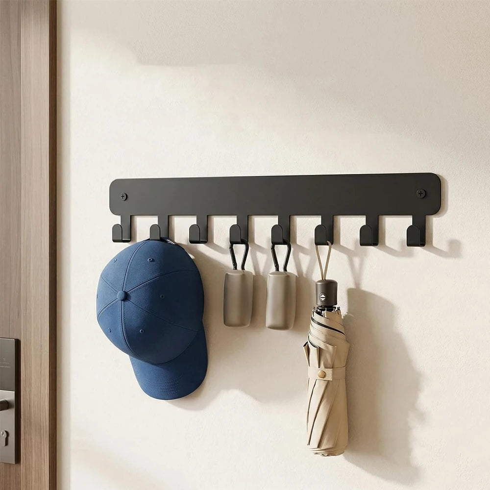 Metal Wall Key Holder & Multi-Hook Rack for Entryway