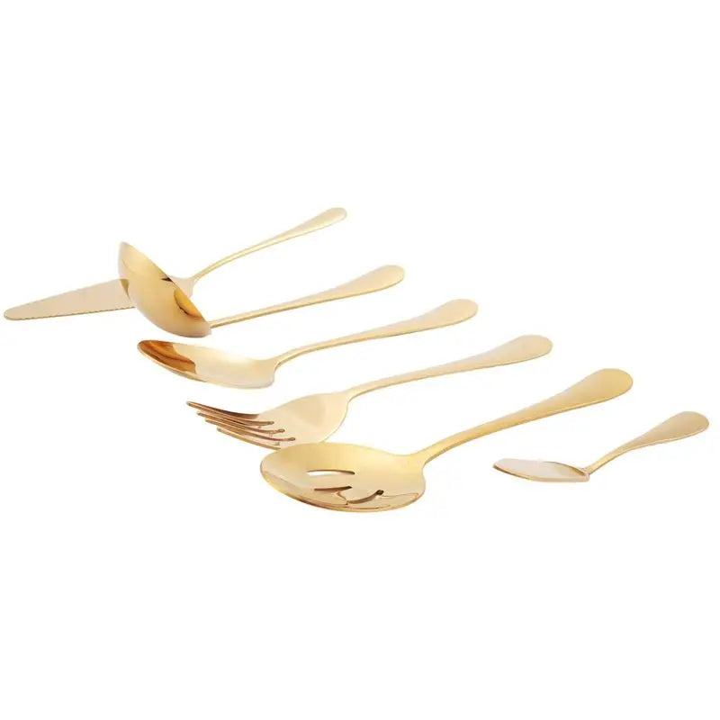 6-Piece Stainless Steel Serving Flatware Set | Cake Server & Spoons