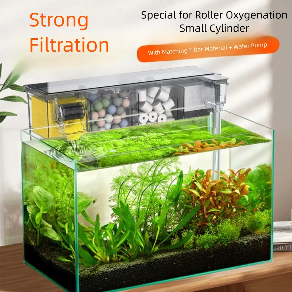 Wall Mounted Fish Tank with Waterfall Filter & Water Pump