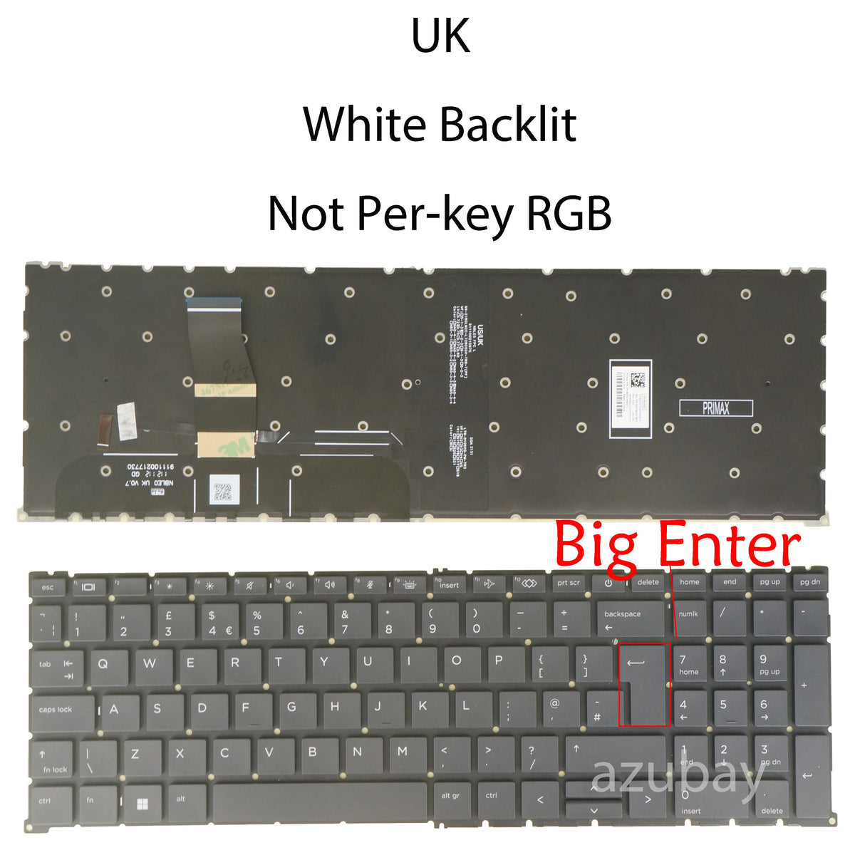 White Backlit Keyboard for HP ZBook Fury 16 G9 G10 G11 US UK