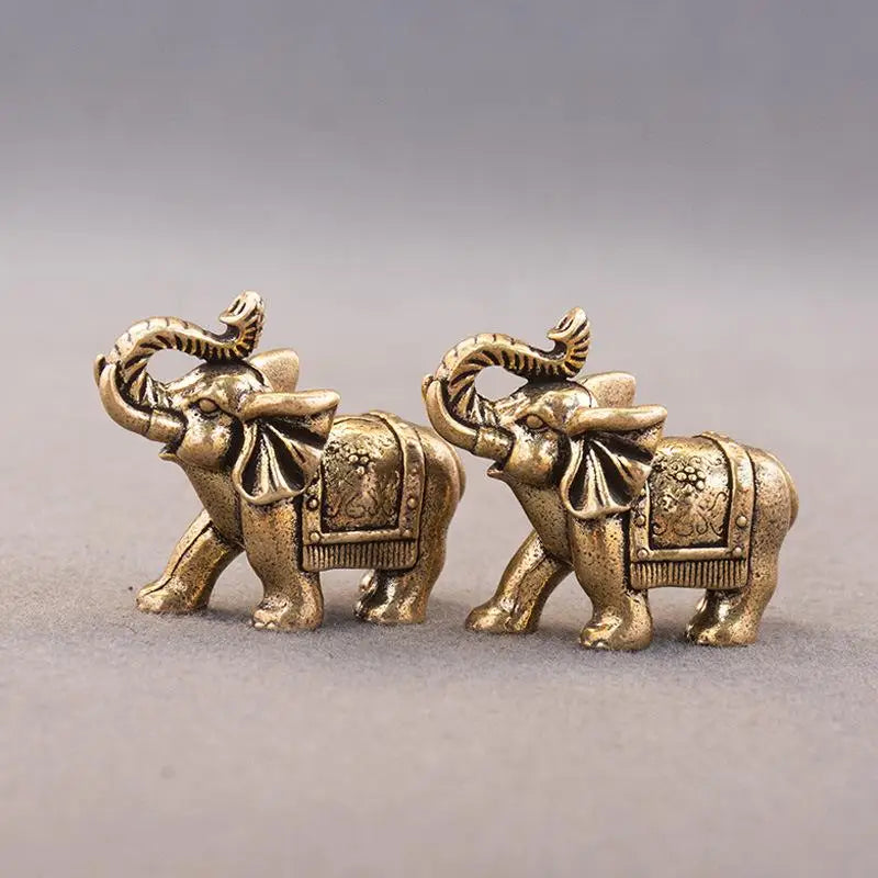 Copper Brass Lucky Elephant Miniature Figurine Antique Statue