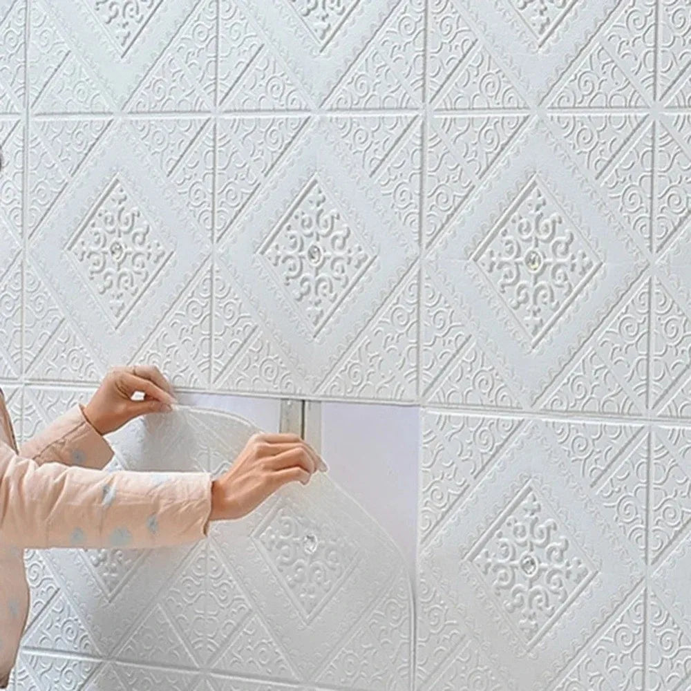 3D Brick Peel & Stick Foam Wall Panels 35×35cm Self-Adhesive