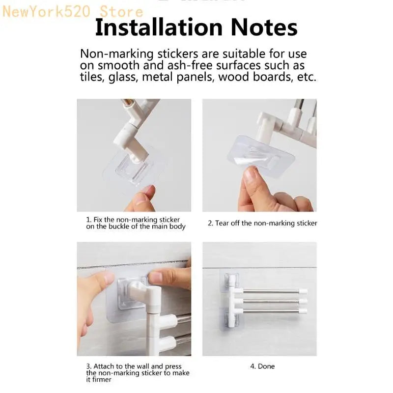 Wall Mount Rotating Towel Bar Rack – 2 to 5 Arms Stainless