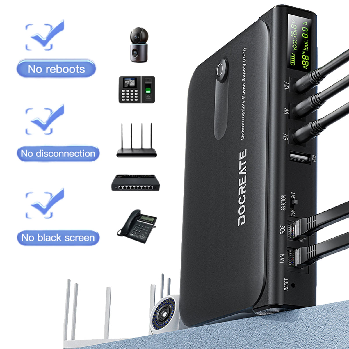 Mini DC UPS Uninterruptible Power Supply 5V 9V 12V | VIBE