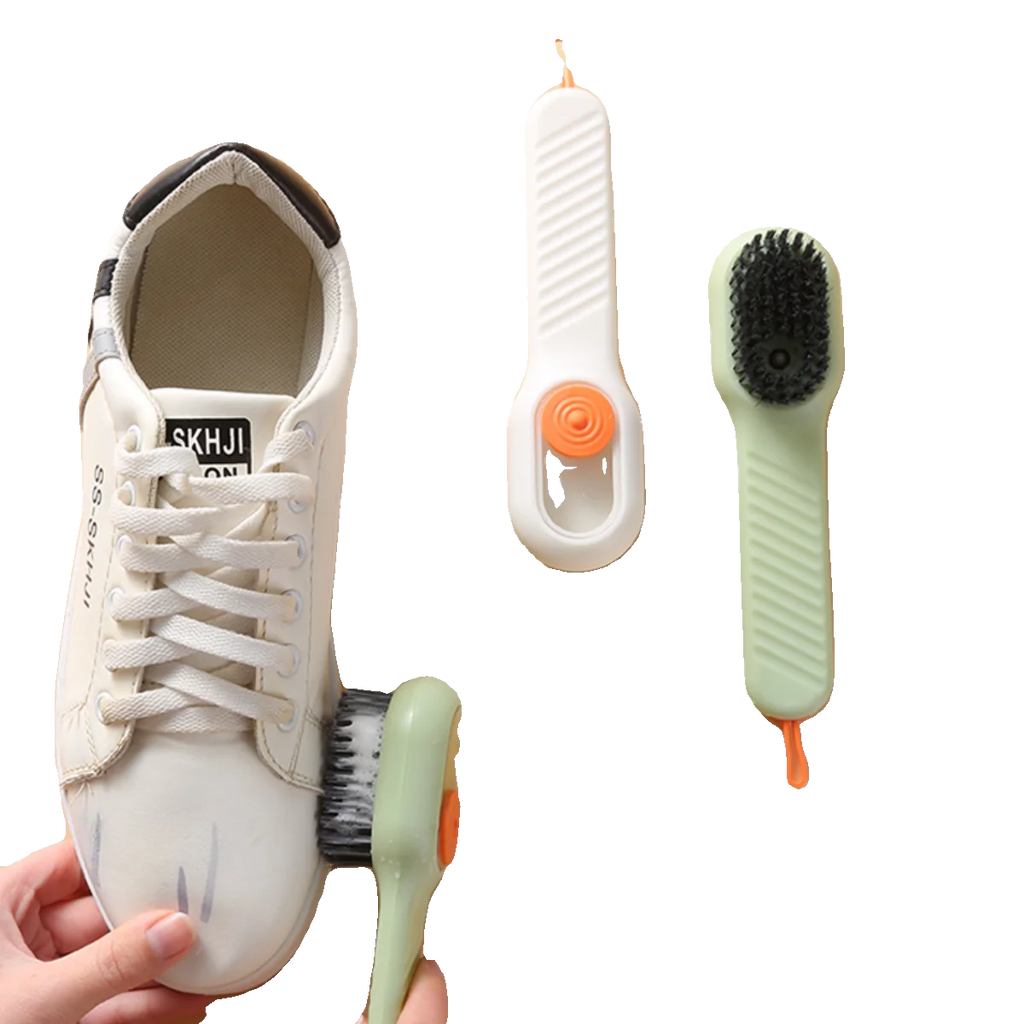 Press-Type Liquid Shoe Brush – Soft Bristle Long Handle