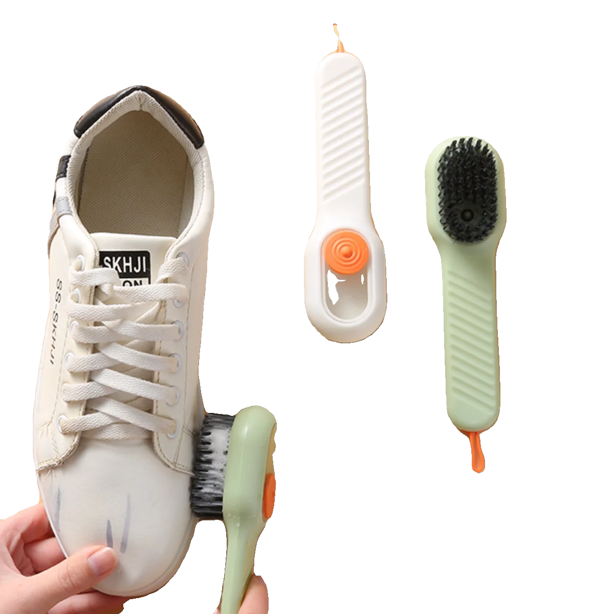 Press-Type Liquid Shoe Brush – Soft Bristle Long Handle