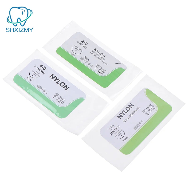 12-Pc Suture Practice Kit Nylon Needles 2/0 3/0 4/0 5/0 Training