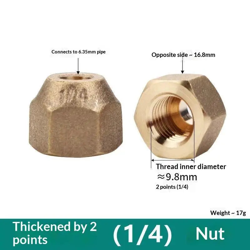 Brass Flare Nut HVAC AC Pipe Fitting 1/4" 3/8" 1/2" 5/8" 3/4"