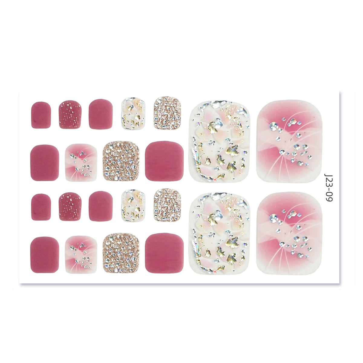 Glitter Toe Nail Stickers – 22-Tip Full Cover DIY Nail Art Decals