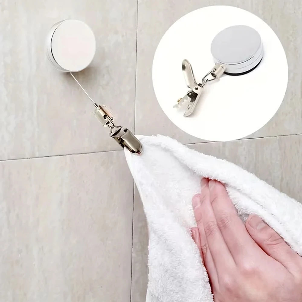 Retractable Self-Adhesive Towel Rack – No-Drill Wall Mount