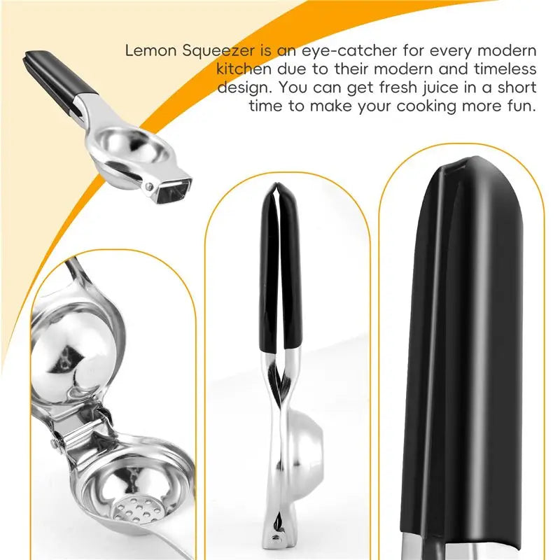 Stainless Steel Manual Lemon Squeezer – Silicone Handle