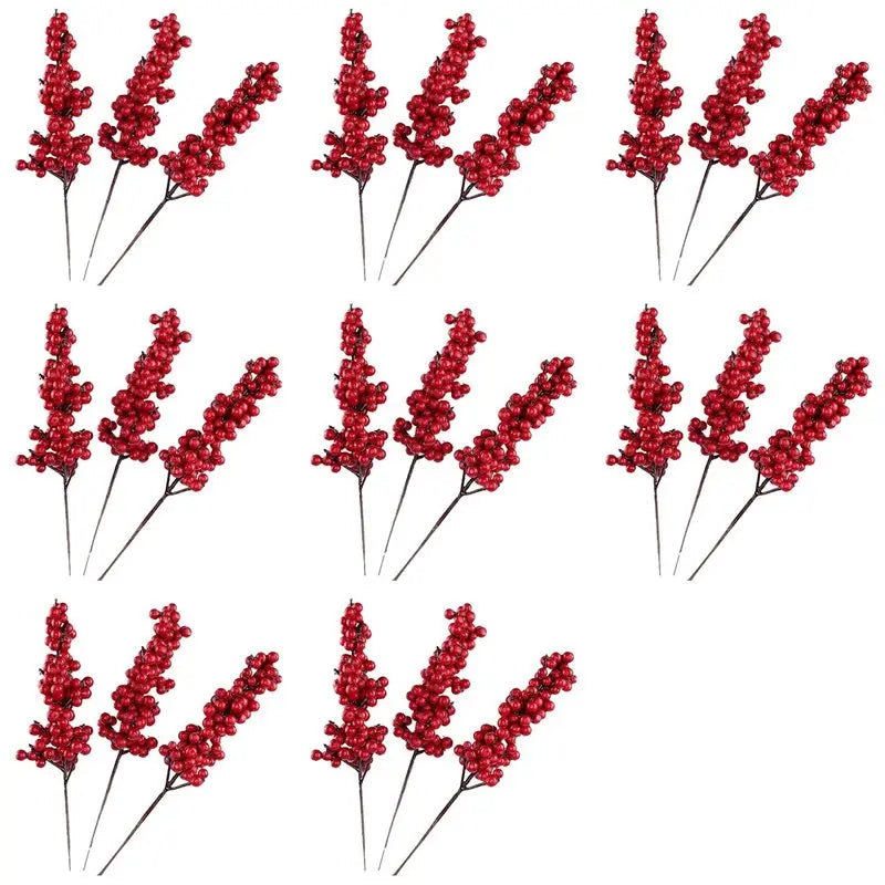 80 Pcs Artificial Red Berry Stems – Christmas & Holiday Decor Picks
