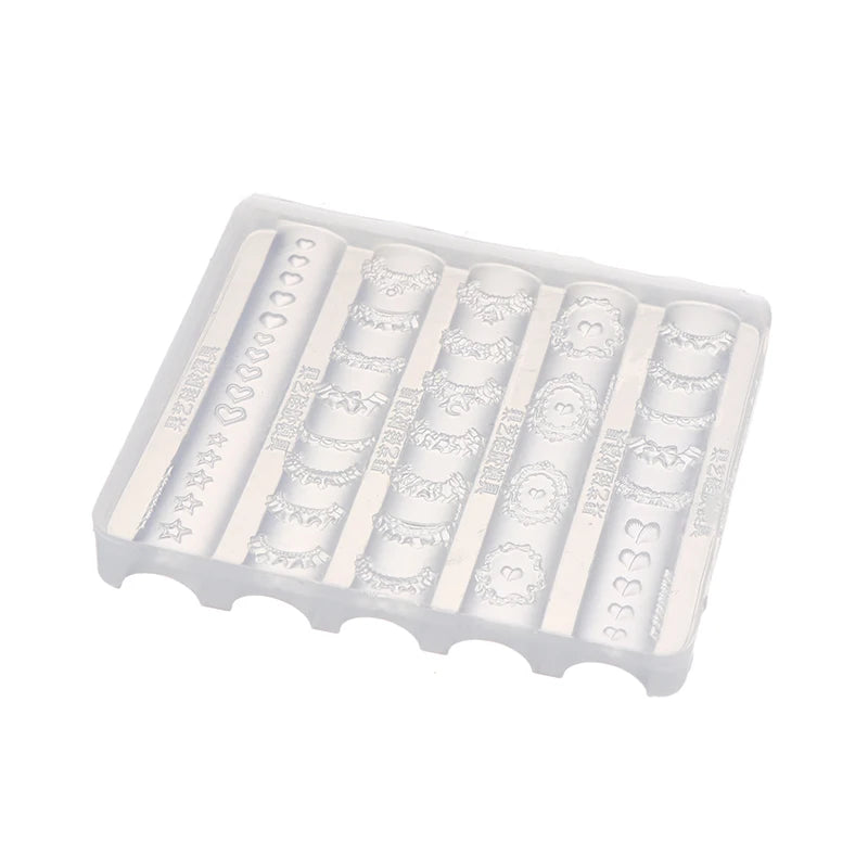 3D Lace Nail Art Silicone Mold – Star Heart French Skirt Stencil