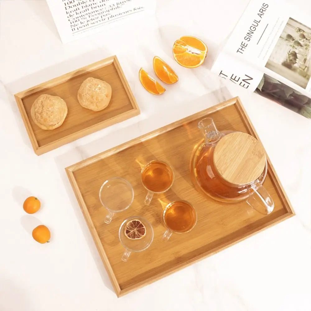 Retro Bamboo Wood Storage Tray – Tea Tray & Organizer