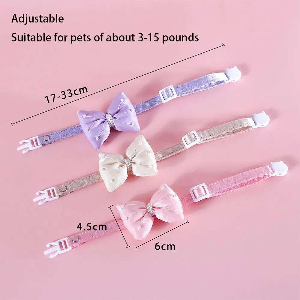 Adjustable Cat Collar with Heart Pendant & Bow Tie