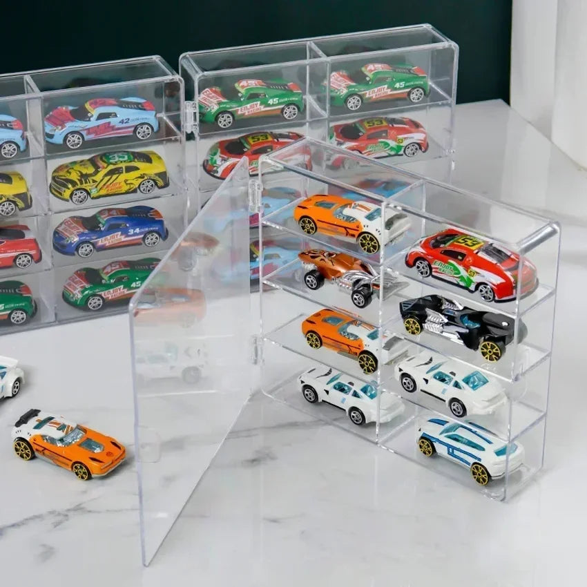 1:64 Car Model Display Box – 8-Grid Acrylic Stackable Case