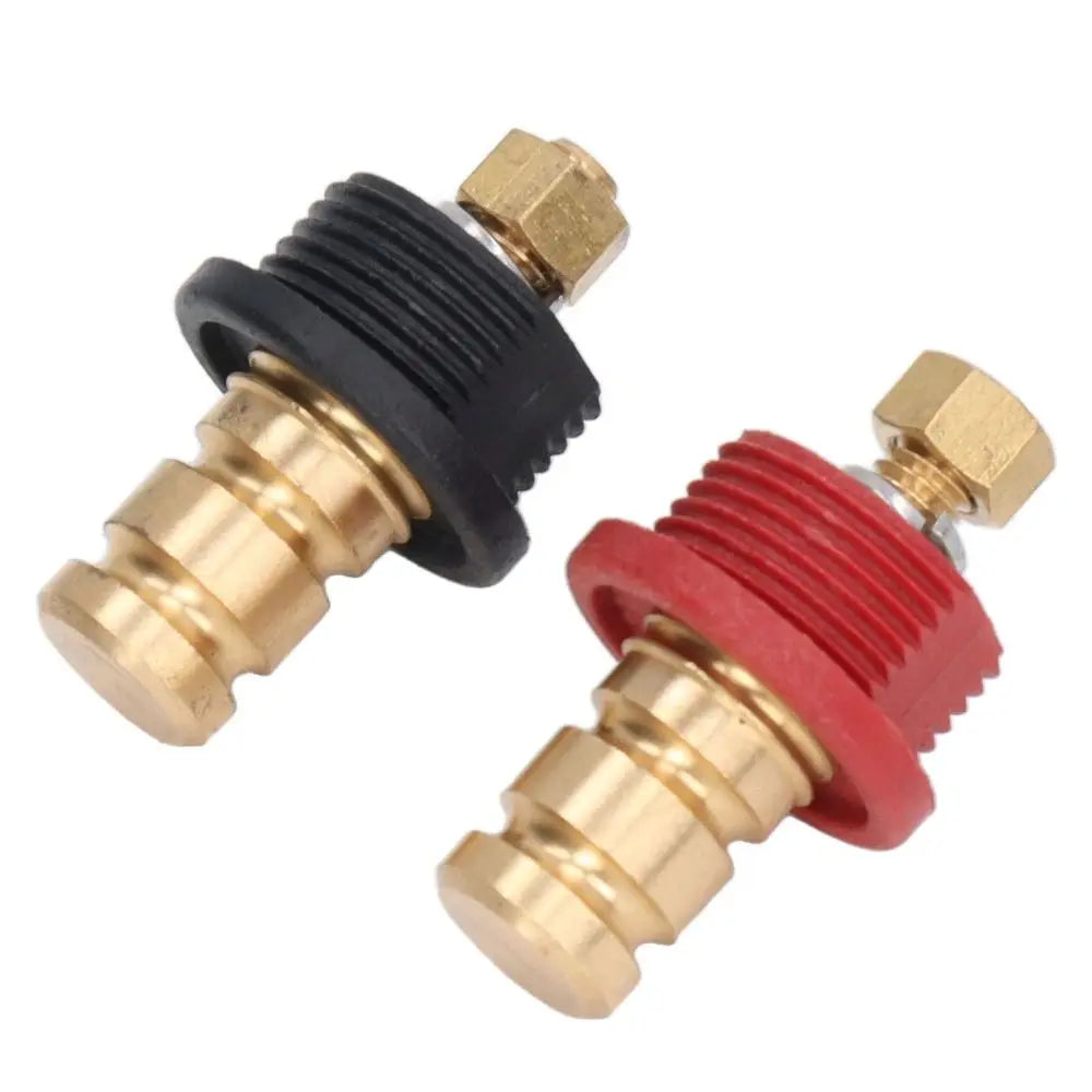2PCS Brass Marine Battery Charger Posts 250A – Black & Red