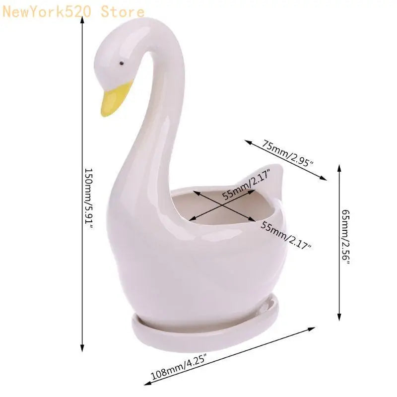 White Ceramic Flower Pot Planter – Desktop Home Decor