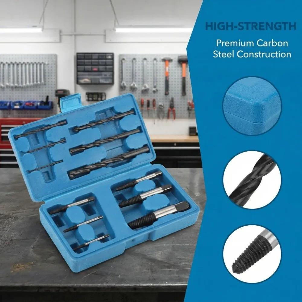 12-Pc Screw & Bolt Extractor Set with Drill Bits – Multi-Size