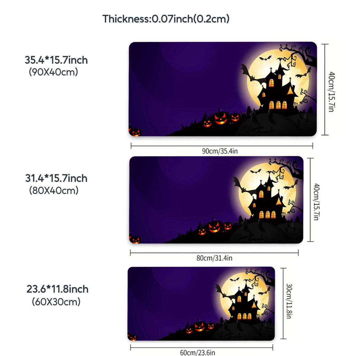 XL Halloween Anime Gaming Desk Mat – Non-Slip Rubber Base
