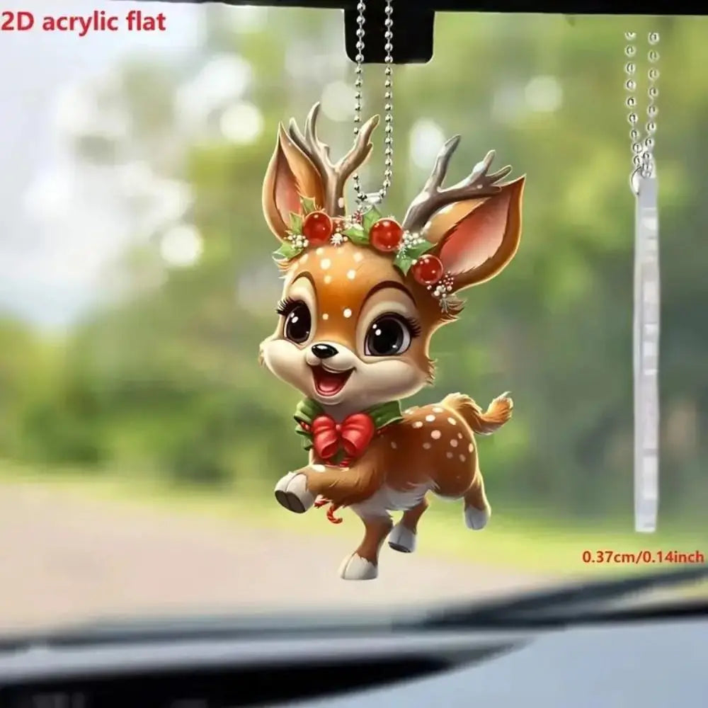 2D Acrylic Christmas Elk Ornament Pendant & Bag Charm