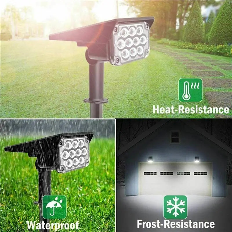 A01F-3X IP65 Solar Garden Spotlight – Green Light, 3-Pack