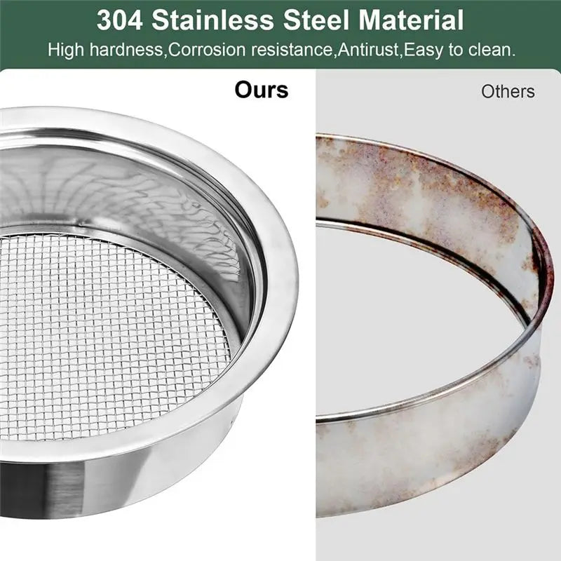 Stainless Steel Garden Soil Sieve Set – 5 Mesh Sizes 1–12mm
