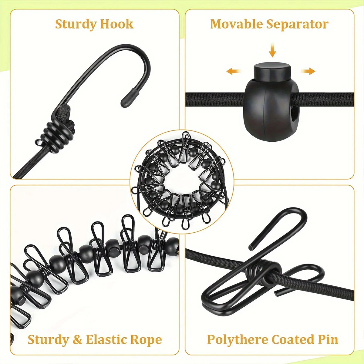 Portable Retractable Clothesline with 12 Clips | Travel & Outdoor