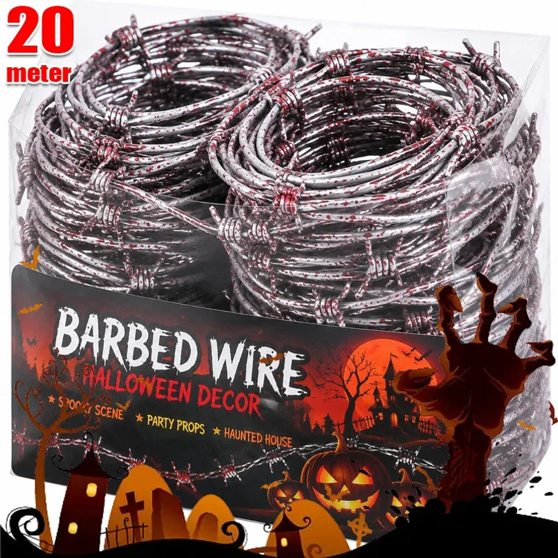 Fake Barbed Wire Halloween Prop 2.5m – Haunted House Decor