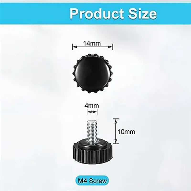 20-Pack Knurled Thumbscrews 10mm Black Round Clamping Knobs