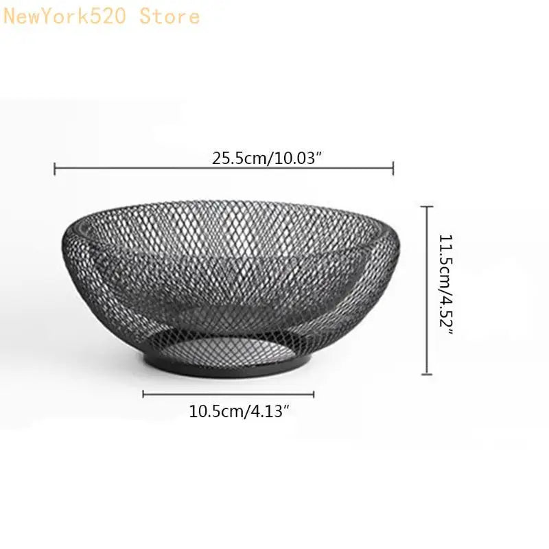 Hand-Woven Iron Wire Fruit & Vegetable Basket – Round Tray