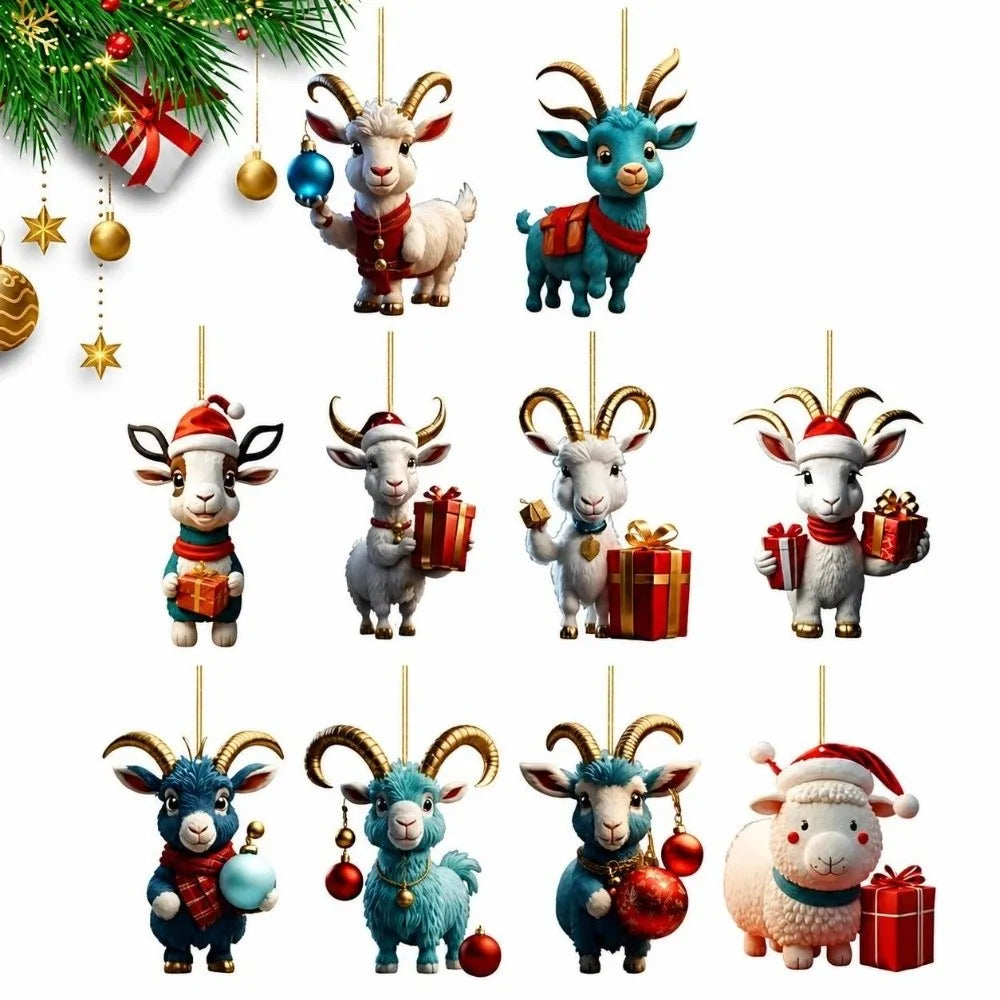 Cute Cartoon Goat Christmas Tree Hanging Ornament